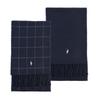 Polo Ralph Lauren Pc0743 433 Pony Windowpane Plaid Check Reversible Fringe Muffler