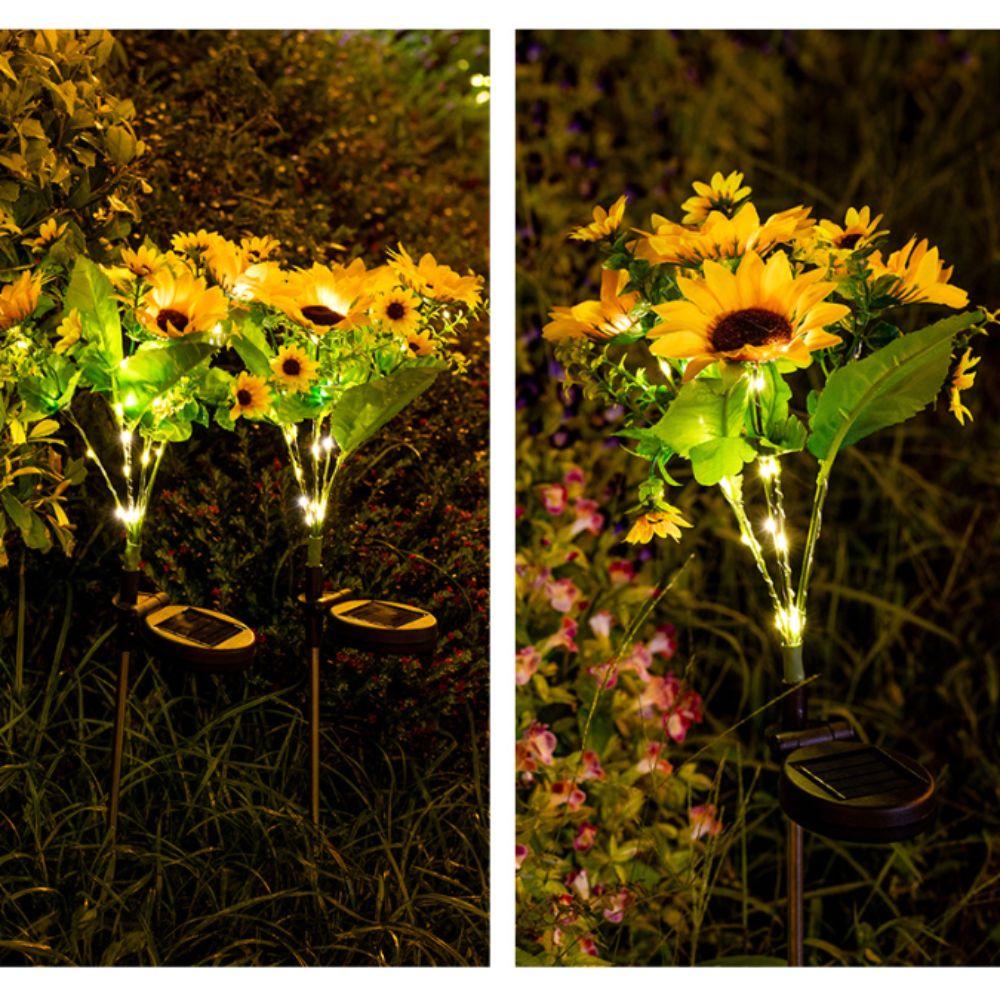 Colorful Design Solar Lawn Lamp Sunflower Shape Waterproof Feature LED Lawn Lamp Solar Powered Garden Light Garden Decoration