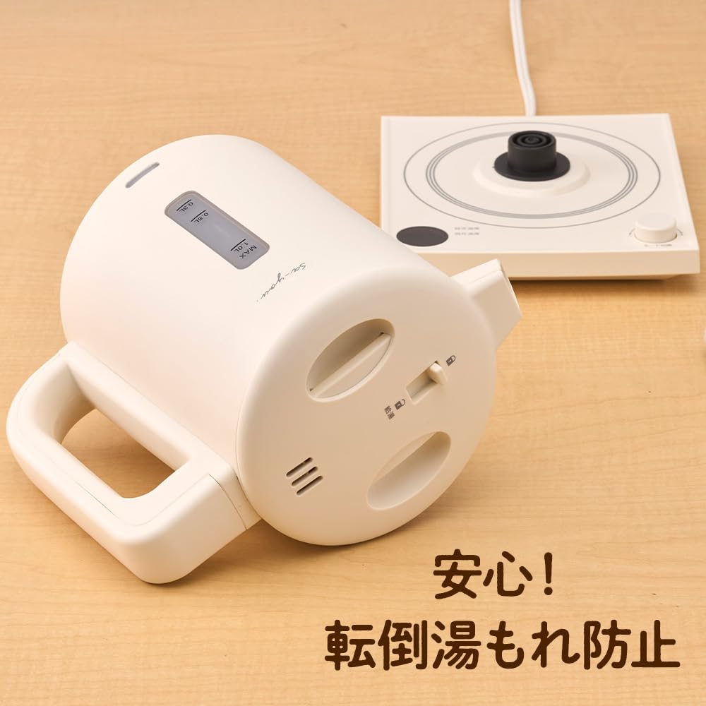 Чайник, который может нагревать воду Doshisha Electric Hot Water Предотвращает опрокидывание и нагревает воду Ivory [Электрический чайник], Senka, 1,0 л, утечка, Dial/push