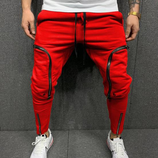 Autumn Pants Stylish Mid Waist Soft Men Pants Solid Color Drawstring Pants Autumn Pants Streetwear