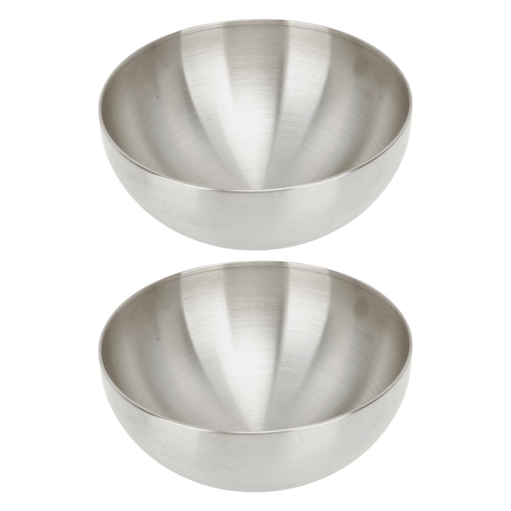 2pcs Stainless Steel Mixing Bowl Round Shape Kitchen Serving Bowl For Restaurant
