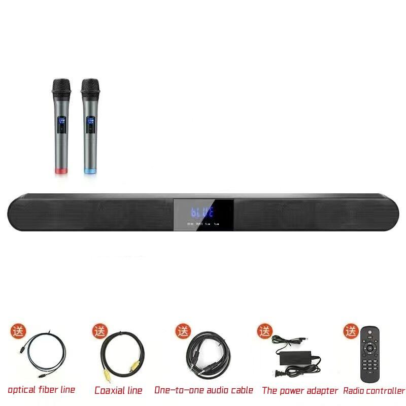 Мощный настенный динамик Echo для гостиной, 100 Вт, двойной микрофон, пульт дистанционного управления, высококачественный 3D объемный звук, настольный сабвуфер