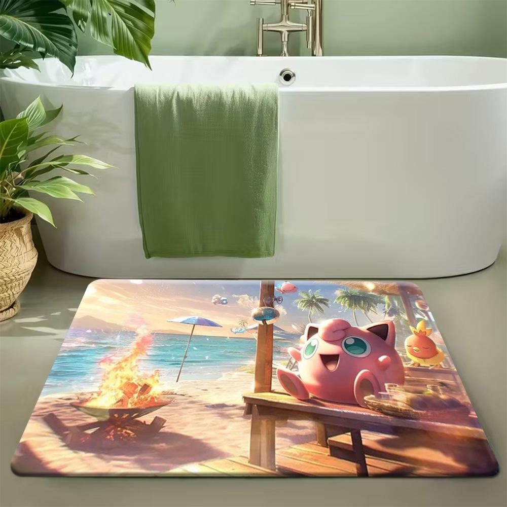 Pokemon Pikachu Colorful Particles Art Print Non-Slip Doormat, Absorbent Floor Mat for Home Decor
