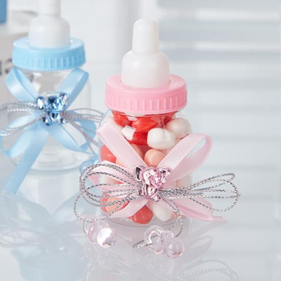 1/6/12 шт. Мини-конфетница в виде бутылочки молока с мишкой из страз и бантом из ленты, для сладостей и угощений, банка для хранения, сувениры для вечеринки в честь рождения ребенка