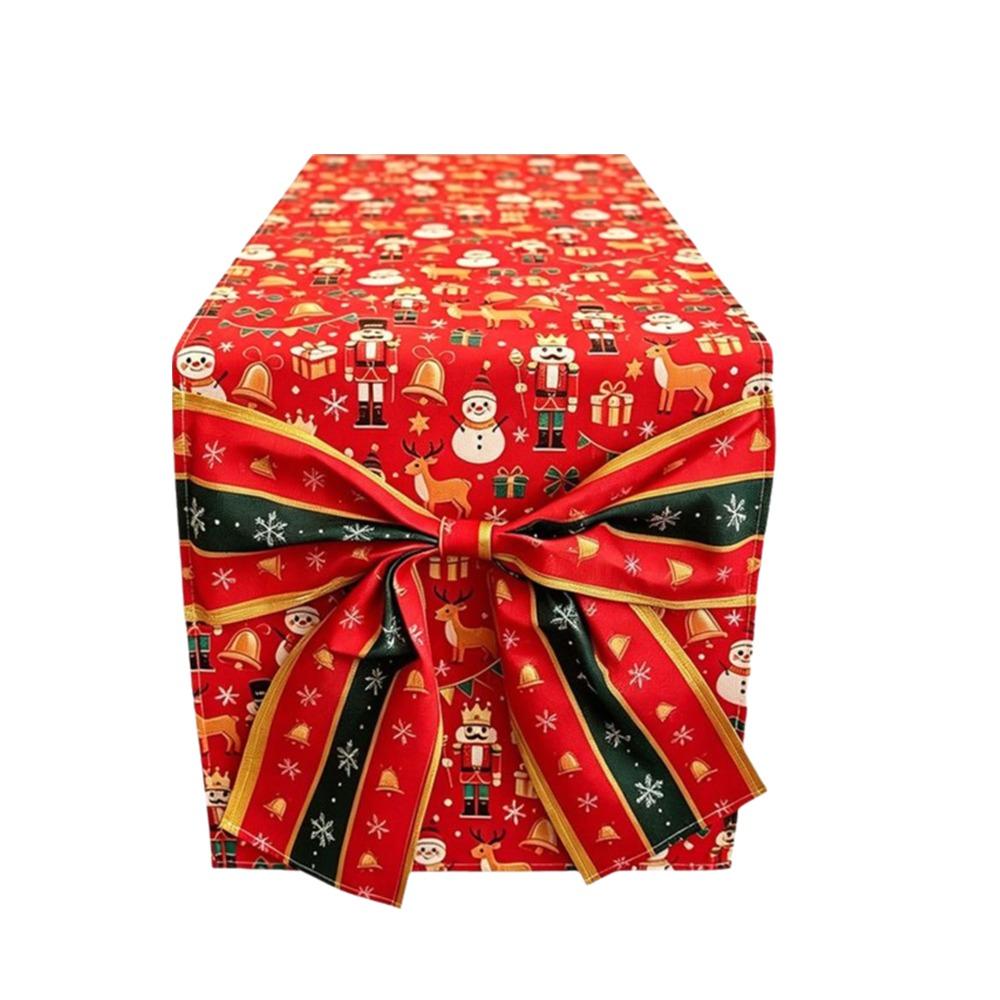 Golden Accents Christmas Table Runner Bows Accents Festive Table Decoration Christmas Dinner