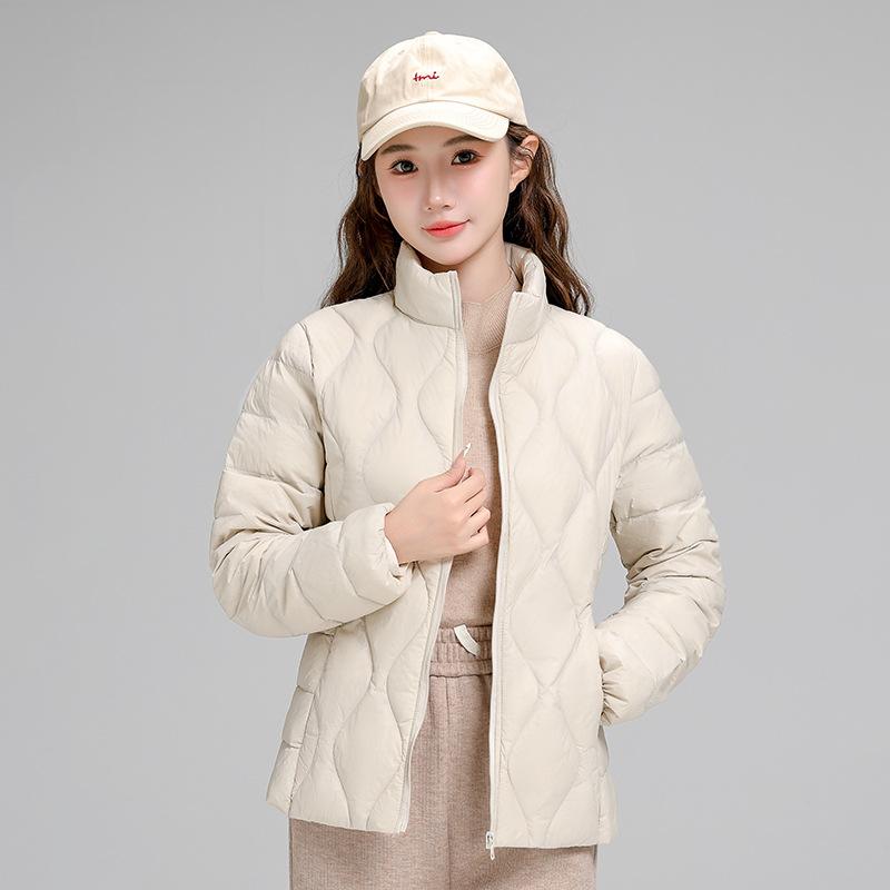 Light down women's short autumn and winter new stand-up collar with warm white duck down winter down jacket women