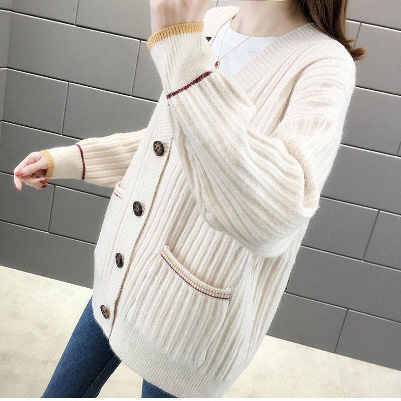 Вязаный кардиган, свитер, куртка, женская сетка, красный ленивый ветер, свободный топ, осенняя женская мода, корейская версия