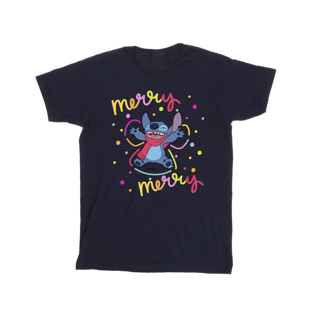 Disney Mens Lilo & Stitch Merry Rainbow T-Shirt