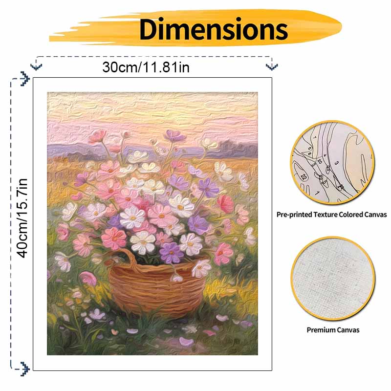 Набор для рисования маслом и цифровой живописи ручной работы DIY painting украшение для дома painting. Красивые цветы космоса в плетеной корзине пейзаж