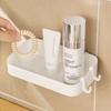 Bathroom Cosmetics Storage Racks with Hooks Punch-Free Wall Mounted Plastic Sundries Shelf Bathing Supplies Organize Storage Box