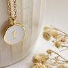 Fashion Gold Color Enamel Cross Pendant Necklace For Women, Tiny Cross Necklace, Religious Jewelry, Christmas Gift For Her