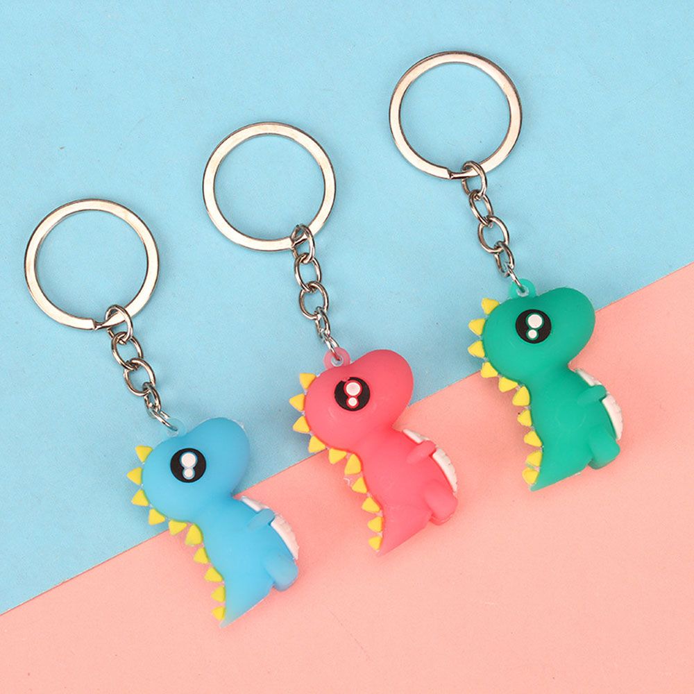 Cute PVC Women Cartoon Car Key Ring Bag Charm Pendant Christmas Gift Dinosaur Keychain