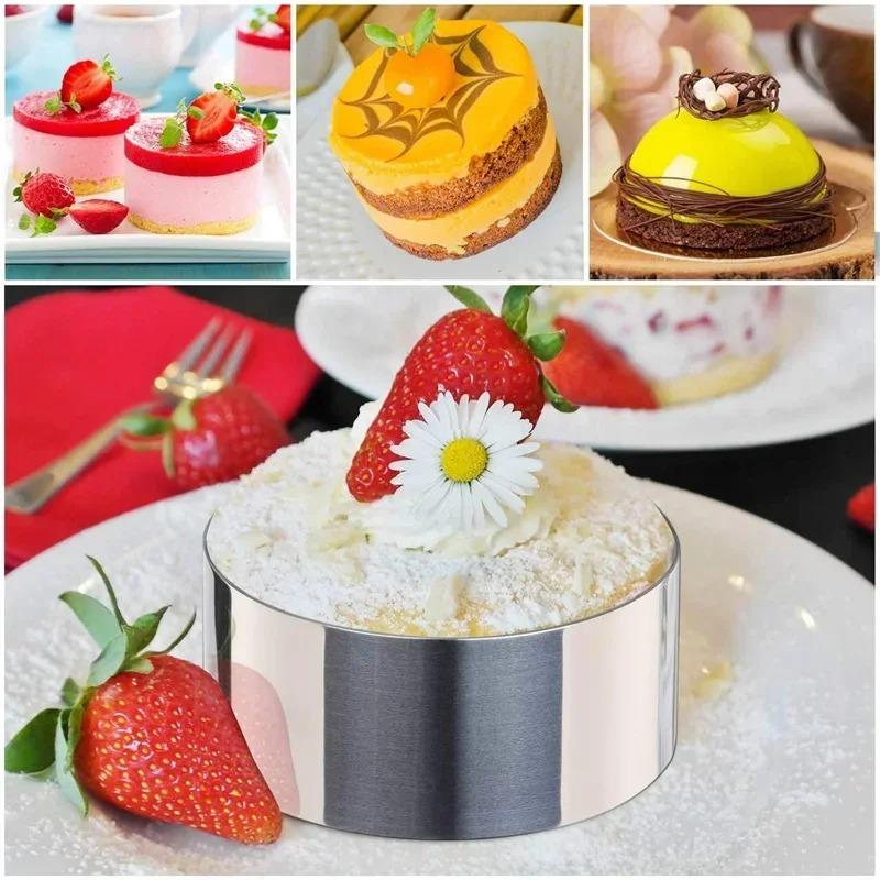 Stainless Steel Mousse Ring Cake Mold Baking Tools Kitchen Bakeware Cake Molds DIY Cupcake Salad Dessert Cake Decorting Tools