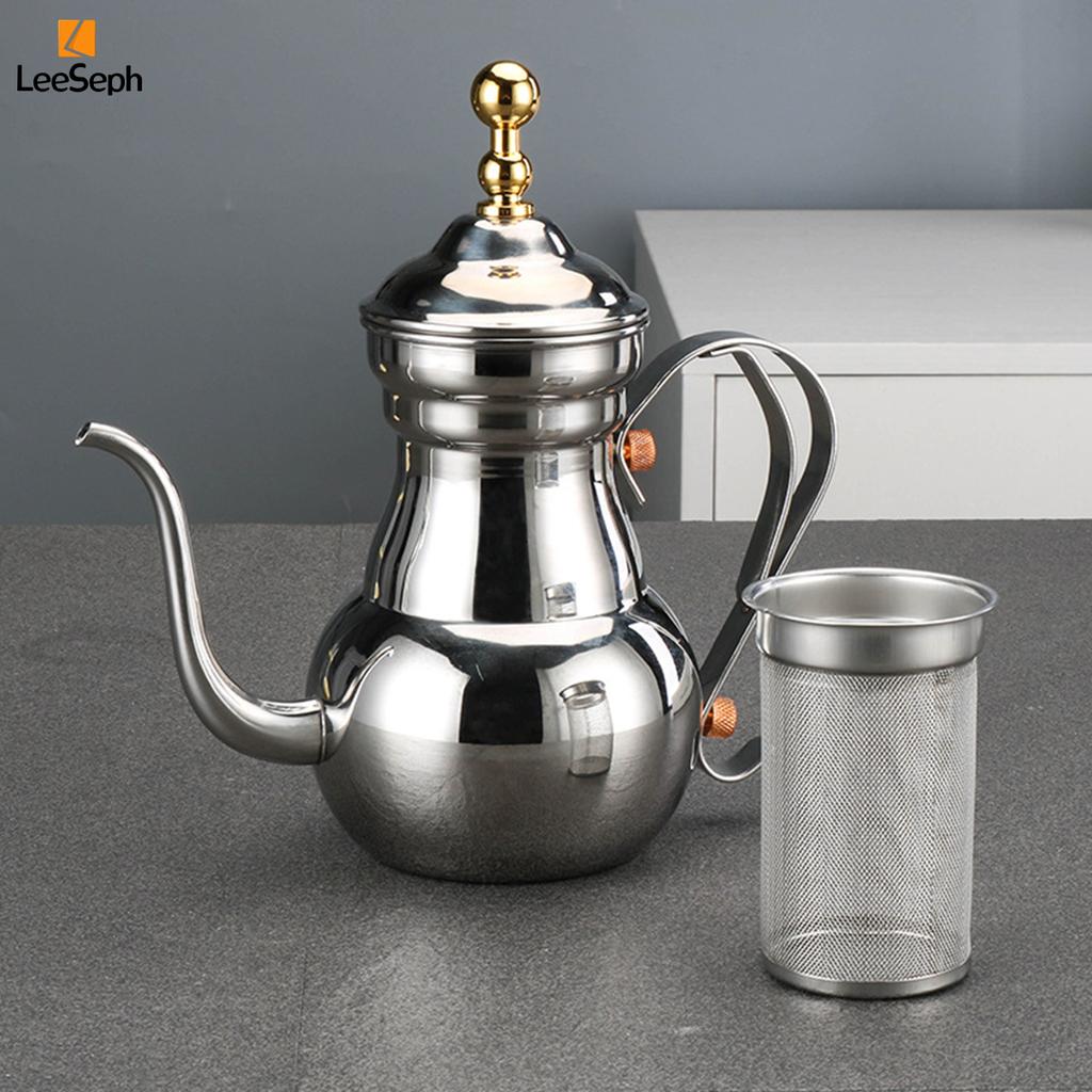 Leeseph Turkish Coffee Pot, Stainless Steel Arabic Tea Pot with Filter Mesh, Gooseneck Kettle for Cafe, Tea, Juice, Milk