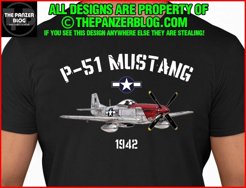 P-51 Mustang T-Shirt WWII US Aircraft Version 2