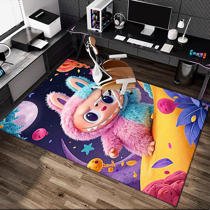 [1pc LABUBU Office Chair Carpet] Digital Printed Area Rug for Home & Game Room Use, Soft Indoor Sofa Chair Mat
