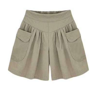 Женские летние свободные повседневные шорты с эластичной резинкой на талии, пляжные брюки, однотонные дышащие широкие брюки