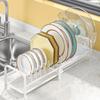 Pull Out Dish Storage Rack Carbon Steel Plate Drain Stand Holder Kitchen Drawer Organizer for Dishes Lids Cutting Boards