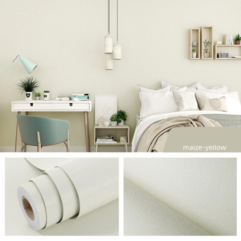 Solid Color Self-adhesive Simple Warm Bedroom Living Room Decor Waterproof Background Wall Paper Furniture Renovation