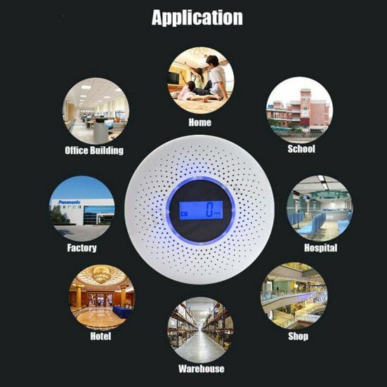 Детектор дыма и угарного газа 2 в 1 для дома и отеля, с цифровым ЖК-дисплеем и предупреждением