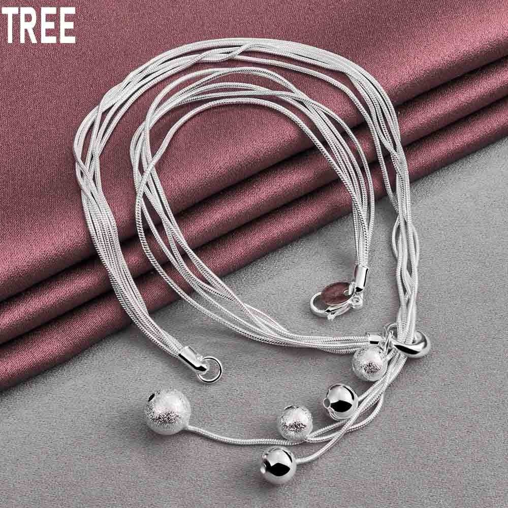 Ожерелье из пяти змей из стерлингового серебра 925 пробы с матовыми гладкими бусинами, модные свадебные украшения