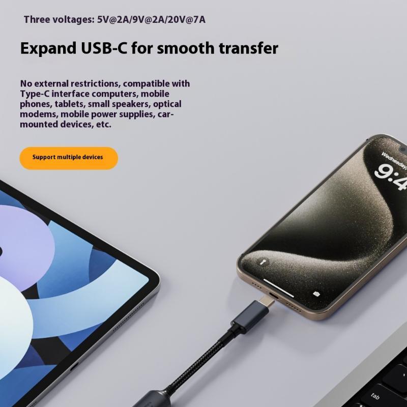 1 шт. Кабель для быстрой зарядки Для Macbook Huawei 140 Вт Универсальный для ноутбука 5 В 9 В 20 В DC Разъем-мама на USB Type-C PD Преобразователь адаптера питания