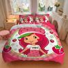 Strawberry Shortcake Party Print 3Pcs Bedding Setduvet Cover With 2 Bedropillowcase Home Birthday Gift