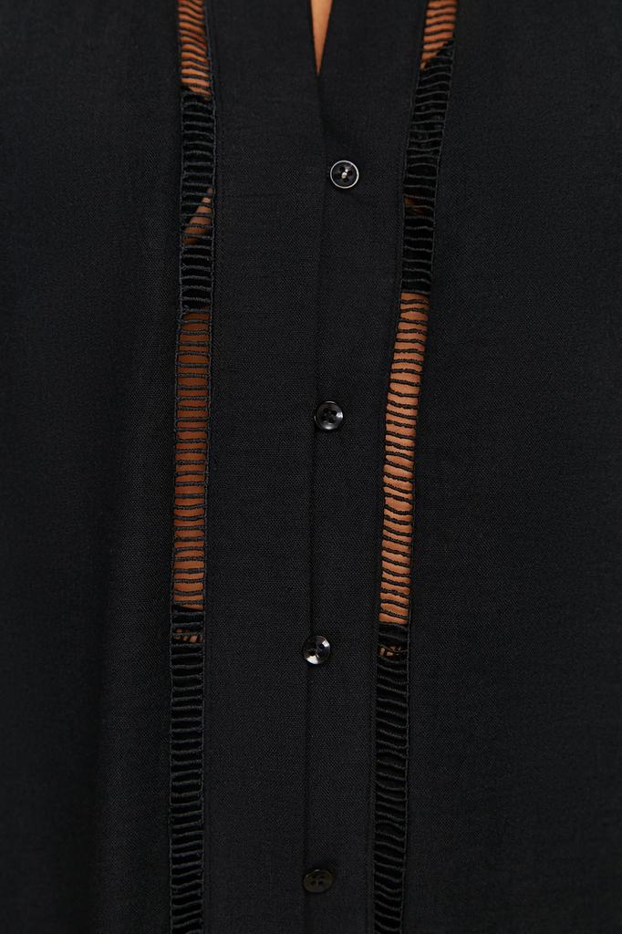 Женская мода, новое платье больших размеров, черное пляжное платье с v-образным вырезом и воланами