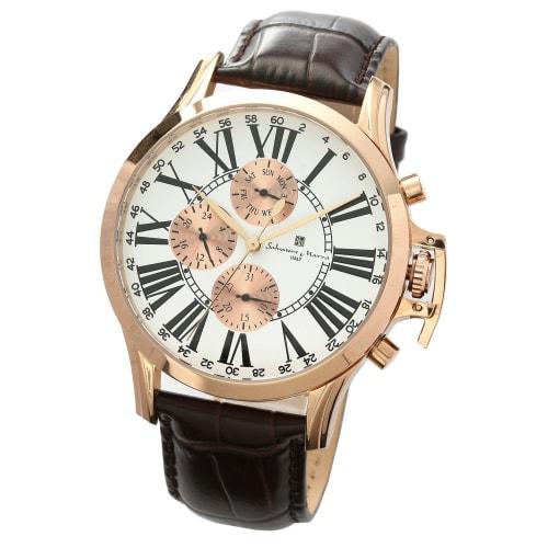 Salvatore Marra Stainless Steel Multi-Calendar SM23101-PGWH Men's