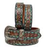 1.5" Wide Western Leather Belt Cowboy Rodeo Casual Leather Belt Floral Embossed, Size 28" To 40"