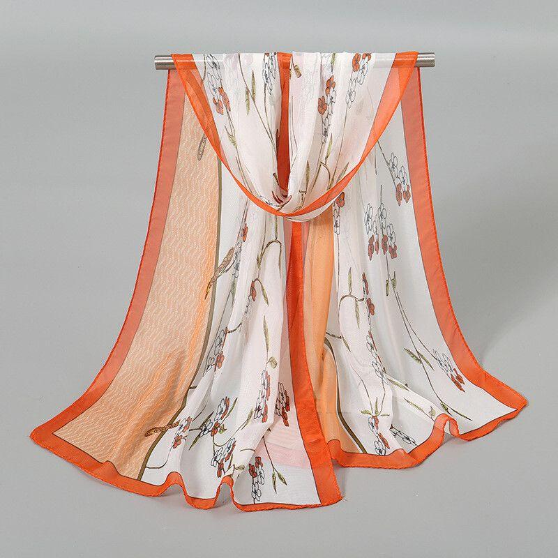 Summer Fashion Printed Scarf Women's Silk Scarf Thin Sunscreen Scarf