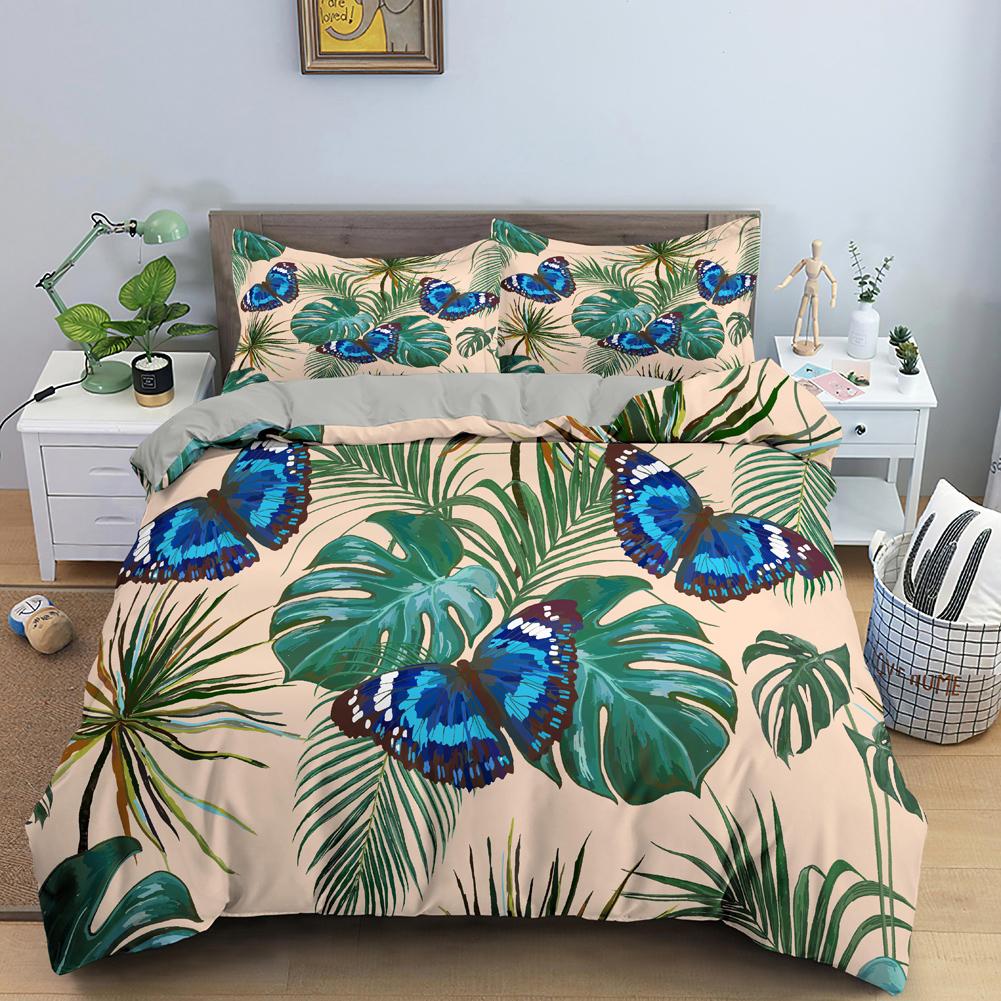 Colorful Butterfly King Queen Duvet Cover Flying Animals Bedding Set Women Flowers Comforter Cover 2/3pcs Polyester Quilt Cover