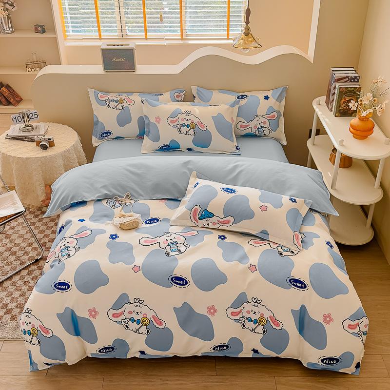 Утолщенный потертый комплект из четырех предметов, осенне-зимний комплект из хлопка из 4 предметов, простыня, пододеяльник, комплект наволочек, постельное белье.