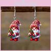 Женские акриловые серьги на рождественскую тематику с Санта-Клаусом, держащим елку, в подарок на рождественское торжество
