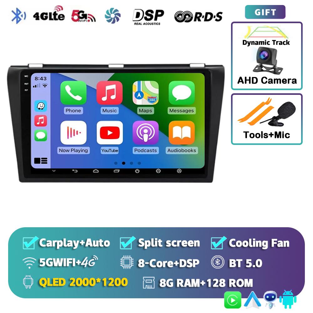 Android 14 Carplay Auto Car Radio For Mazda 3 2004-2009 Multimedia Video Player Navigation Speakers Head Unit Stereo 2 Din Audio