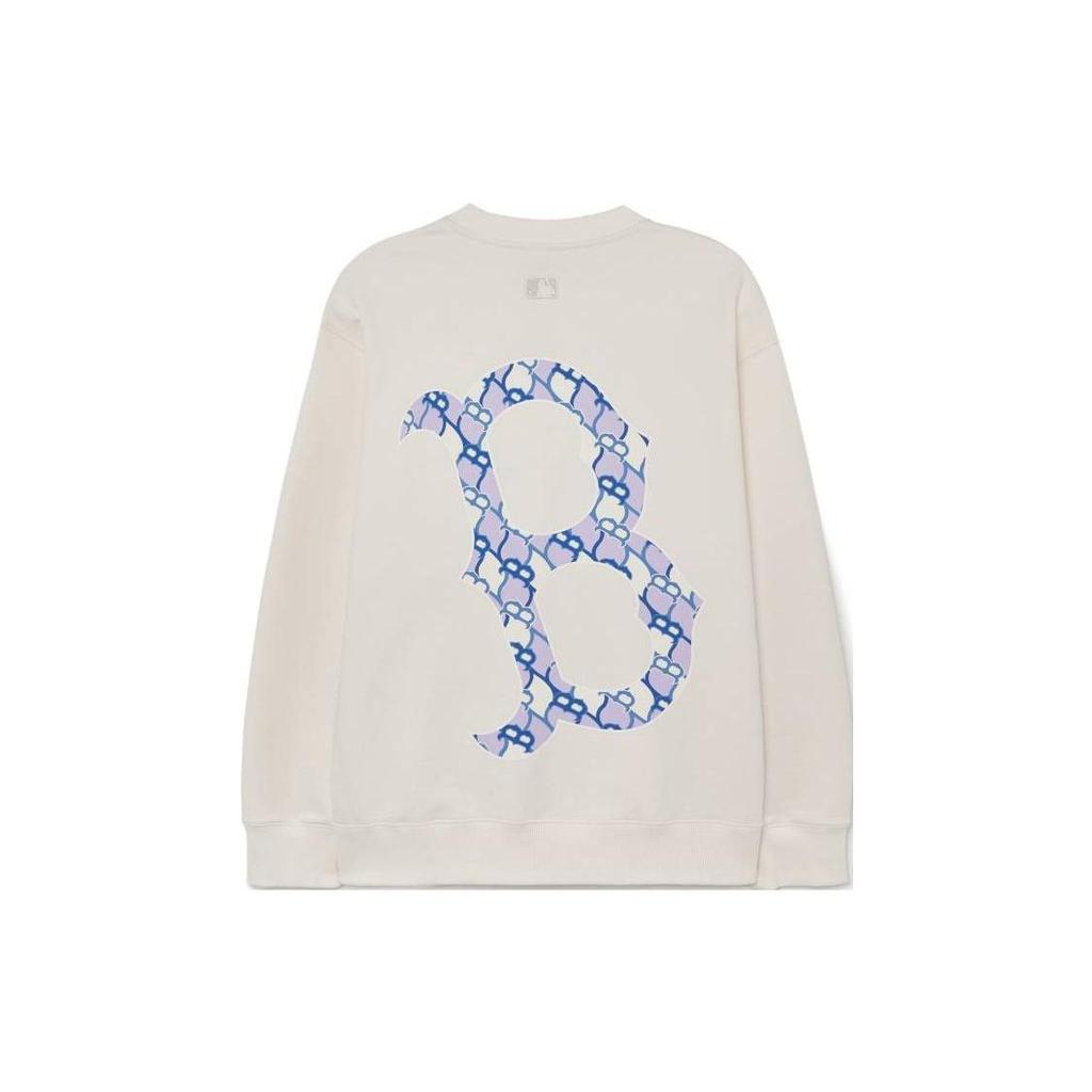 MLB Boston Red Sox Old English Letter Embroidered Crewneck Sweatshirt Unisex sweatshirt Cream 3AMTM0631-43CRS