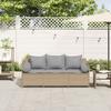 3 Seater Garden Sofa with Cushions Beige Poly Rattan