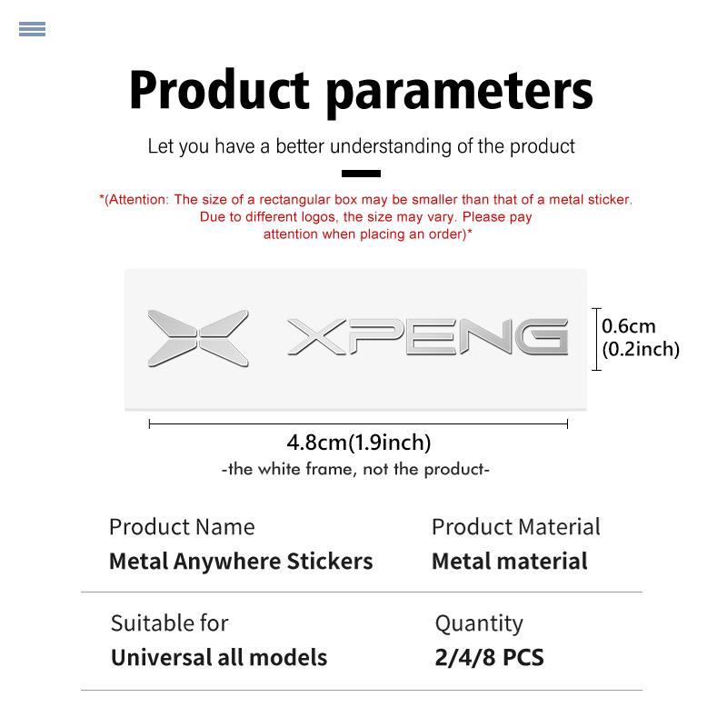 For Xiaopeng 3D Car Logo Metal Stickers Auto Interior Decal Decoration Accessories Xpeng G6 G7 G9 X9 P7 P7i P5 MONA M03 G3 G3i