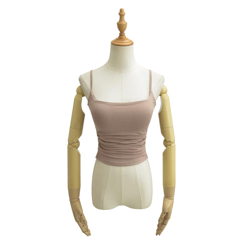 Сексуальный европейский и американский стиль, боковая плиссированная майка, пикантный женский стиль, плоский короткий жилет, эластичный топ