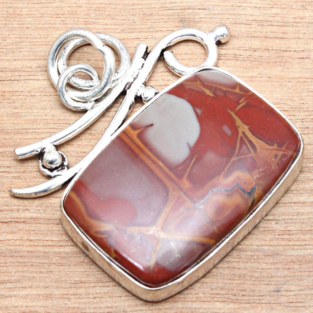 Pendant Bird Eye Jasper Gemstone Mother'Day Gift Silver Jewelry 1.5"