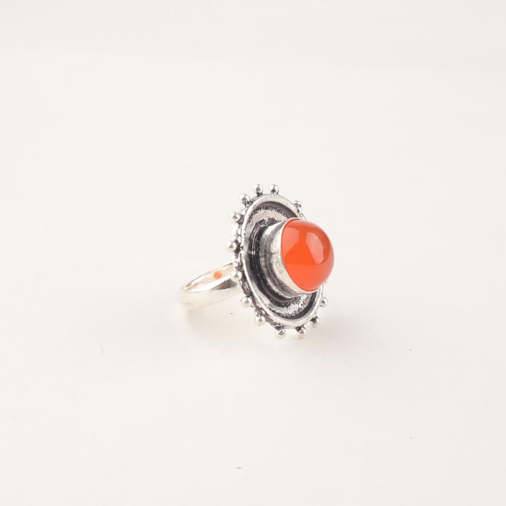Natural Carnelian Gemstone 925 Sterling Silver Jewelry Handcrafted Ring For Gift RR-49-35