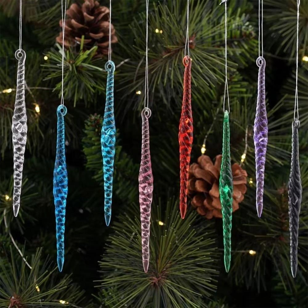 12Pcs Twisted Water Drop Christmas Icicle Pendants Set Xmas Tree Hanging Decor Holiday Festive
