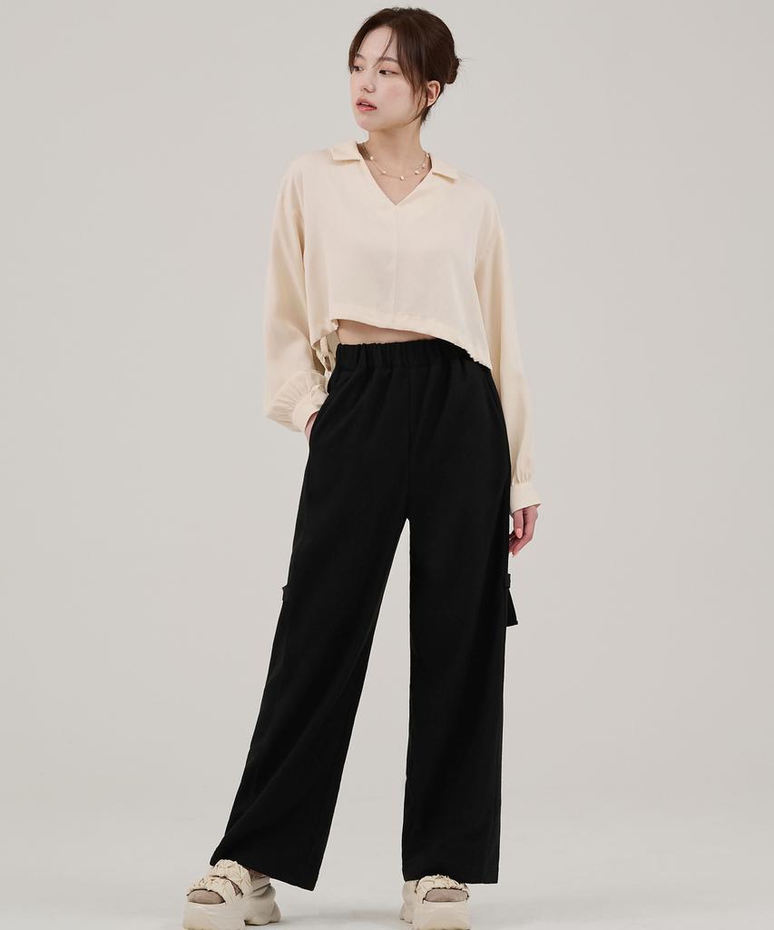 HYEYEONG KIM Fleece Side Belt Trousers - Black