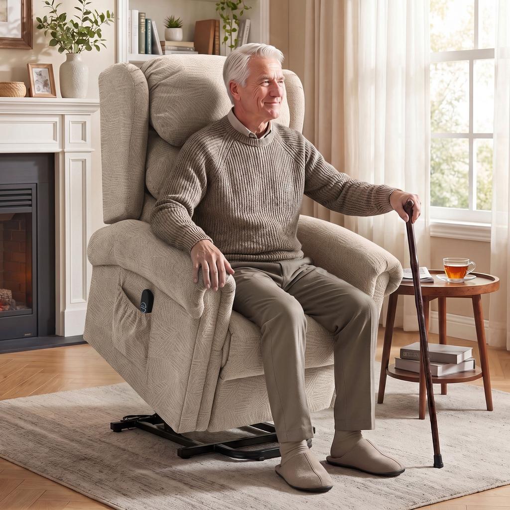 Riser Recliner Chair for Elderly, Electric Power Lift Chair, Khaki