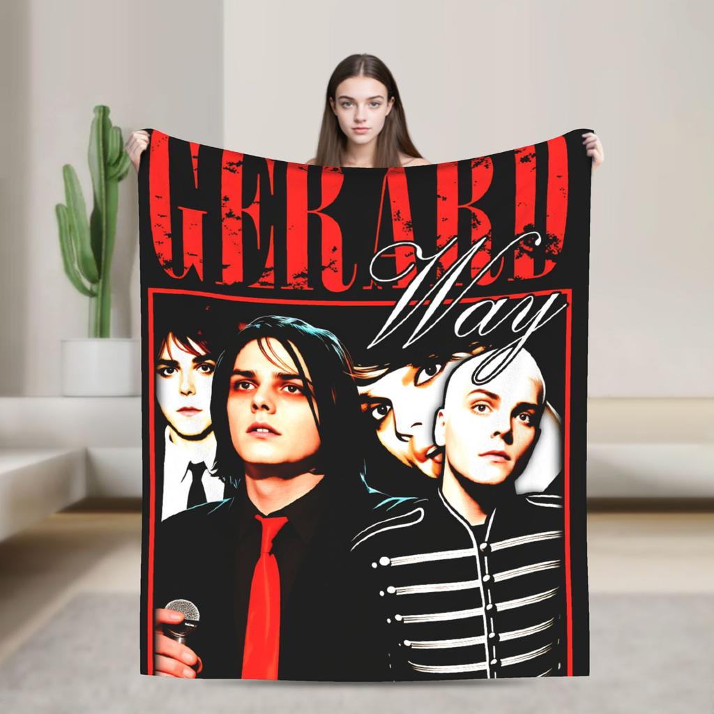 G-Gerard Way MCR Blanket Travel Flannel Throw Blanket For Couch Chair Sofa Bed Soft Custom Quality Bedspread Gift
