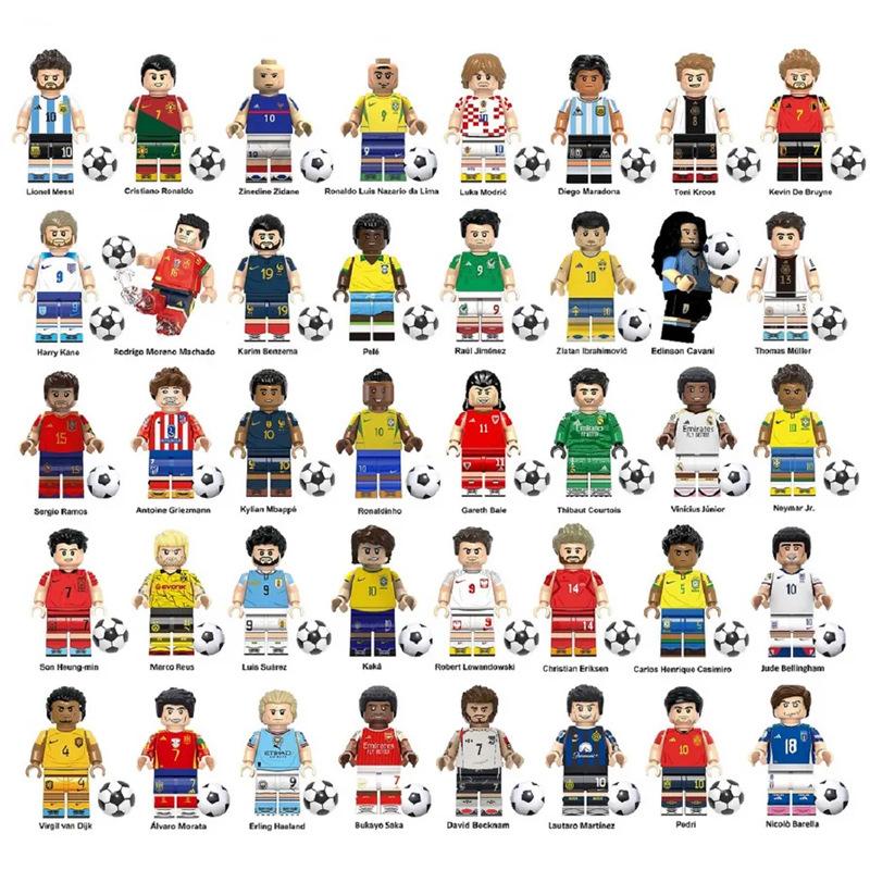 World Cup Football Star Athlete Building Block Doll Toy Children Assemble Model Bag Pyp
