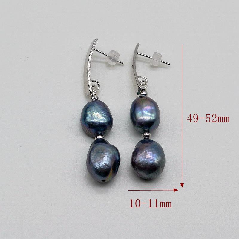 Женские серебряные серьги, длинные серьги с натуральным жемчугом, серьги-гвоздики с черным жемчугом в стиле барокко, серьги с жемчугом в стиле бохо, подарки на годовщину