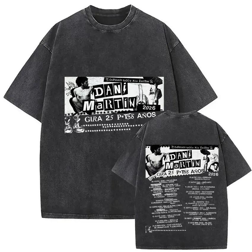 Vintage Washed Dani Martin Lo Que Me De La Gana Album Graphic TShirt Men Women Gothic Fashion Washed Vintage Loose soft