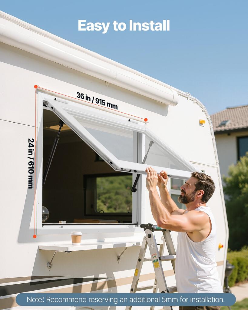 VEVOR Concession Window 92x61 cm, Aluminum Alloy Frame Service Window for Food Truck