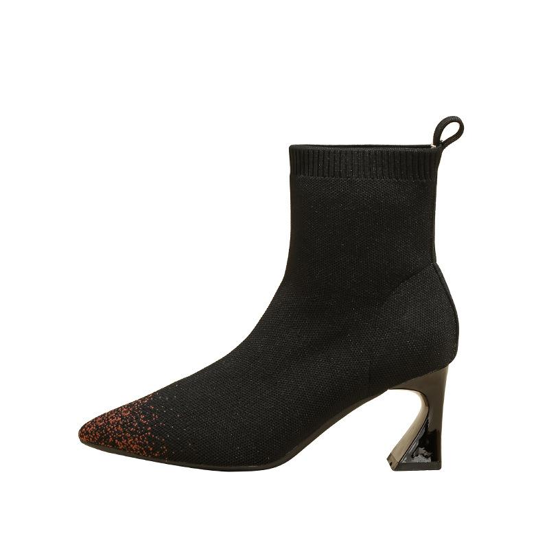 Женские летние остроносые сапоги на высоком каблуке, повседневные весенние короткие сапоги-мартинсы на тонкой подошве с эластичной вязкой, размеры 34-40